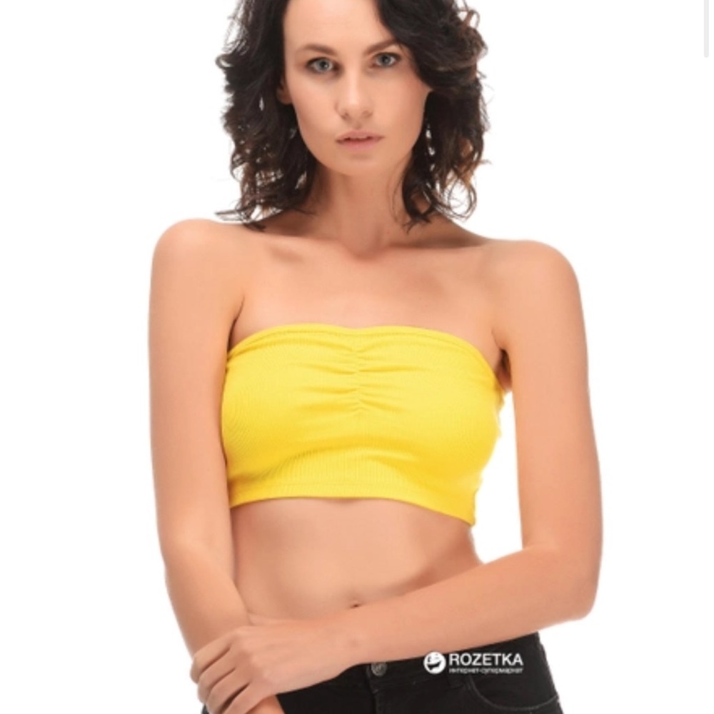 zara yellow crop top bandeau